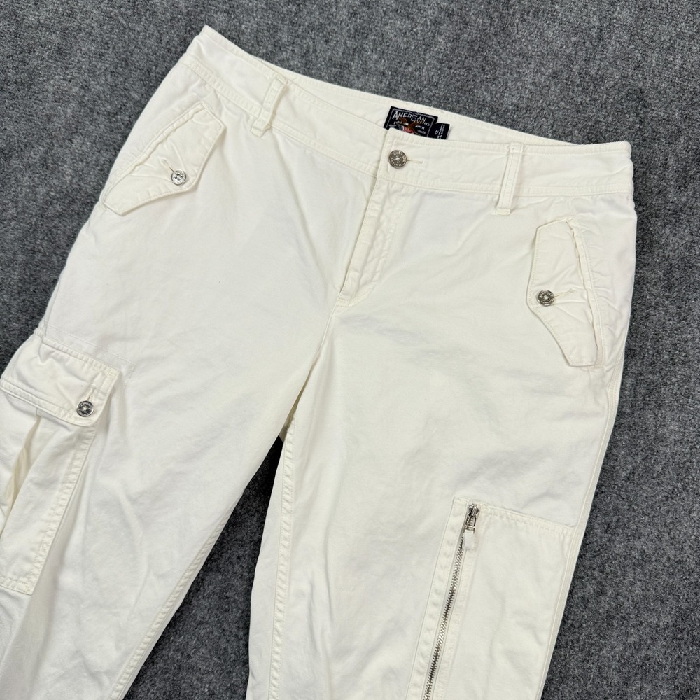 American Living Womens Cargo Pants 12 White Wide Leg Mid Rise Utility Hiking